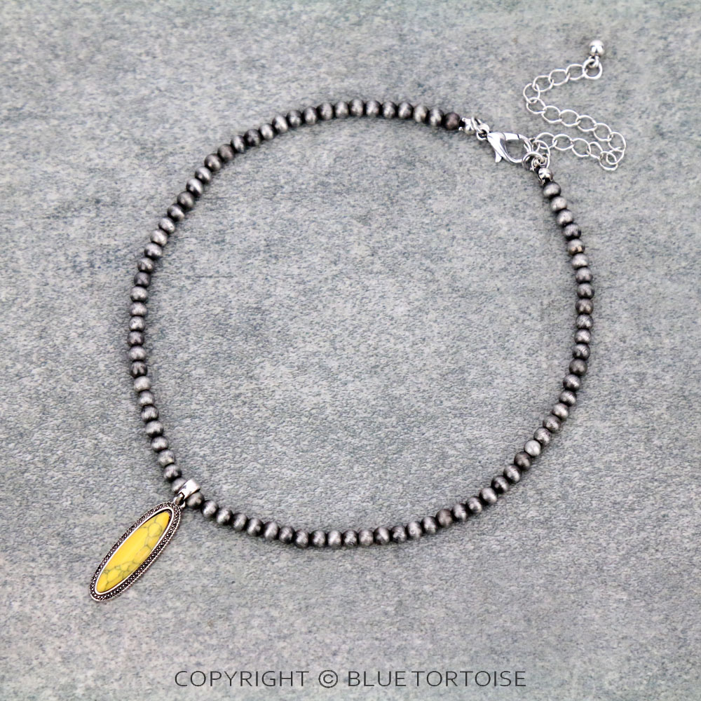 4mm Navajo Style Pearl with Stone Choker