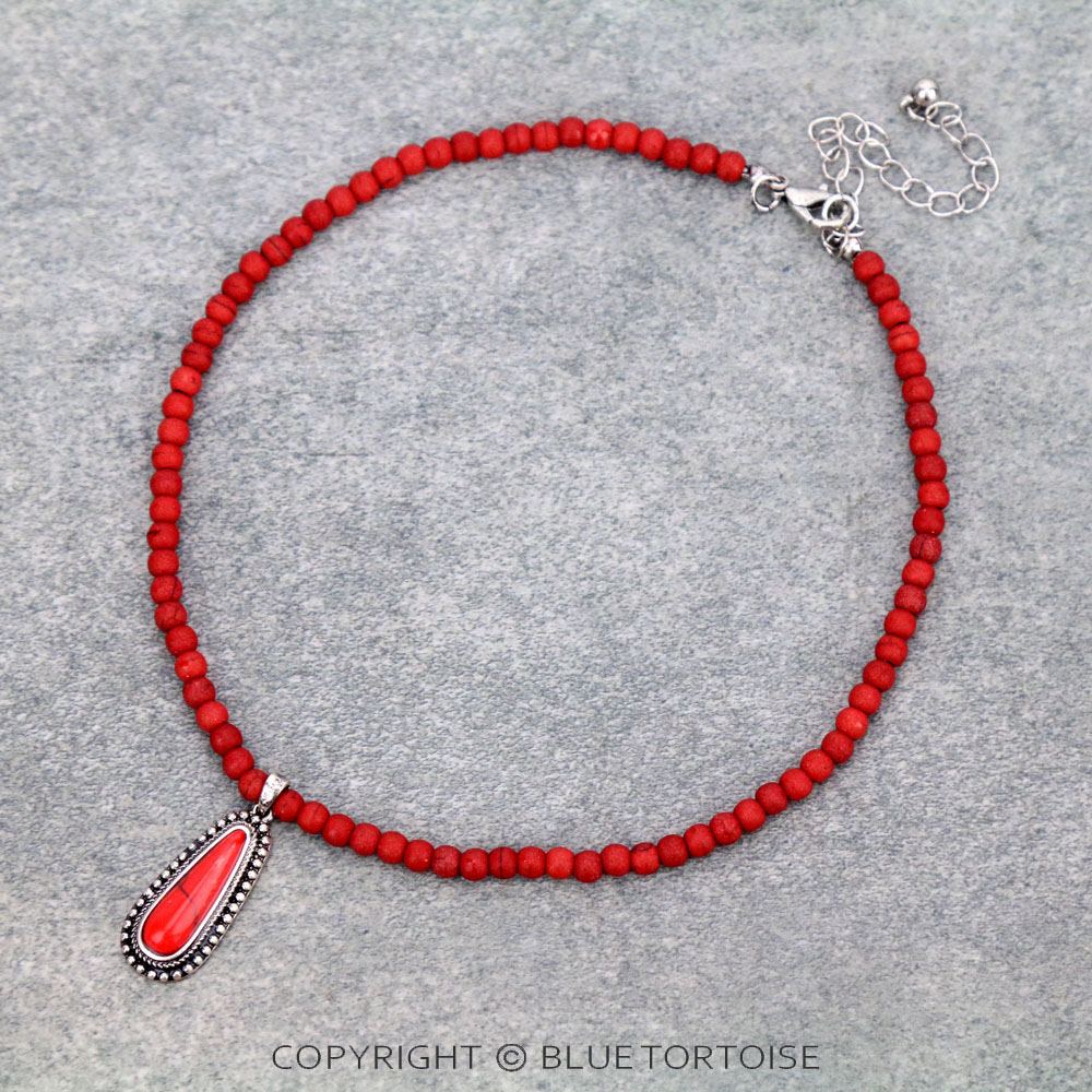 4mm Bead with Teardrop Pendant Choker