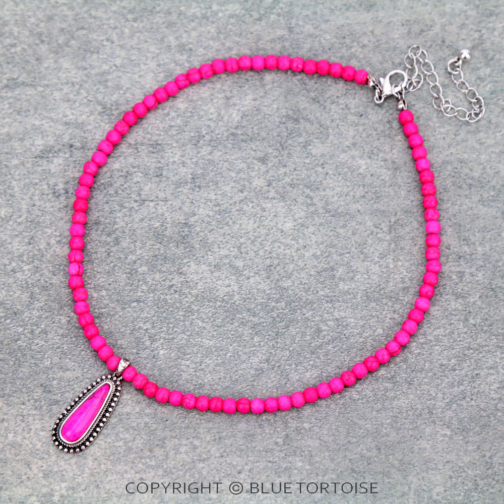 4mm Bead with Teardrop Pendant Choker