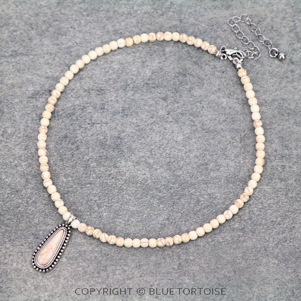 4mm Bead with Teardrop Pendant Choker