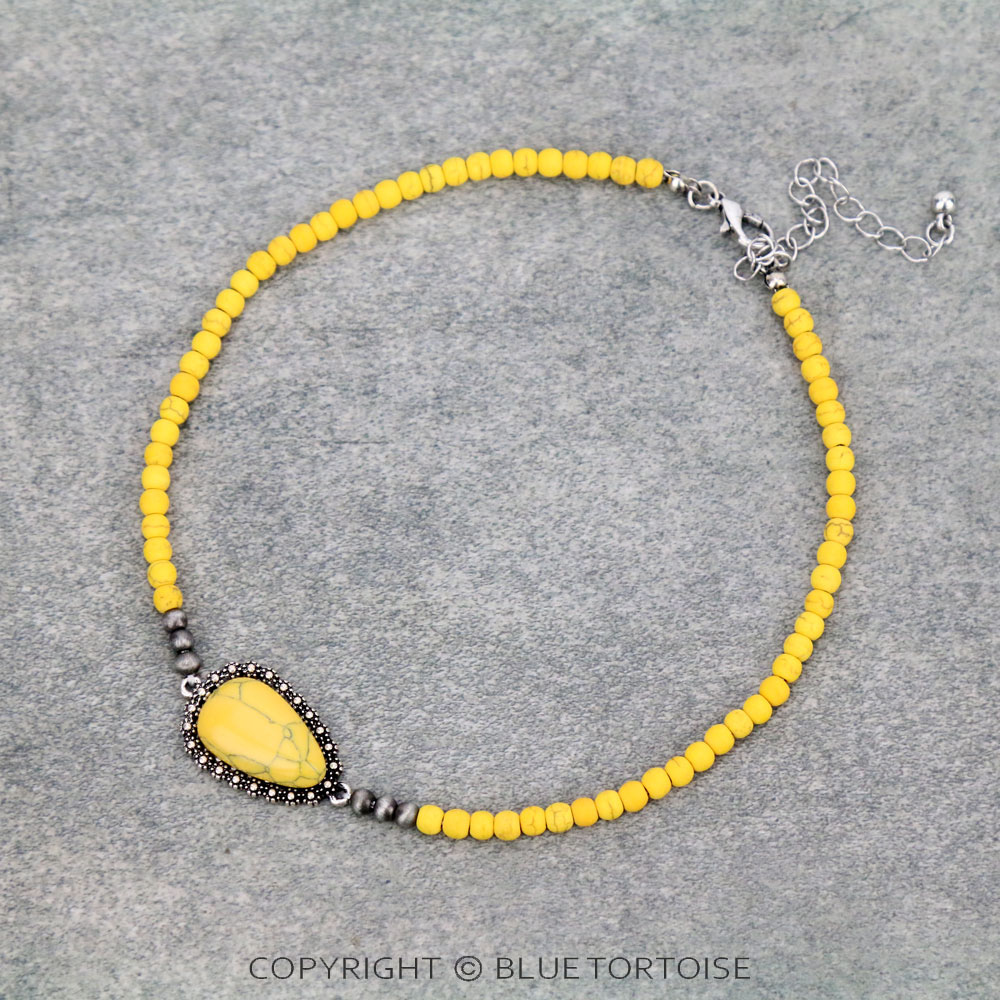 4mm Bead with Teardrop Stone Choker
