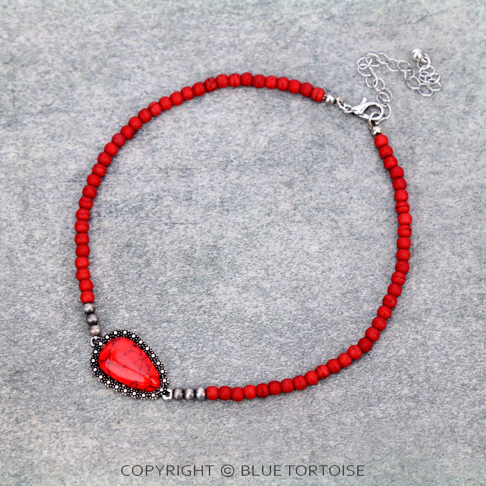 4mm Bead with Teardrop Stone Choker