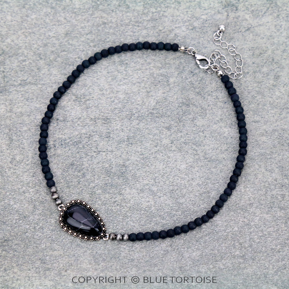 4mm Bead with Teardrop Stone Choker