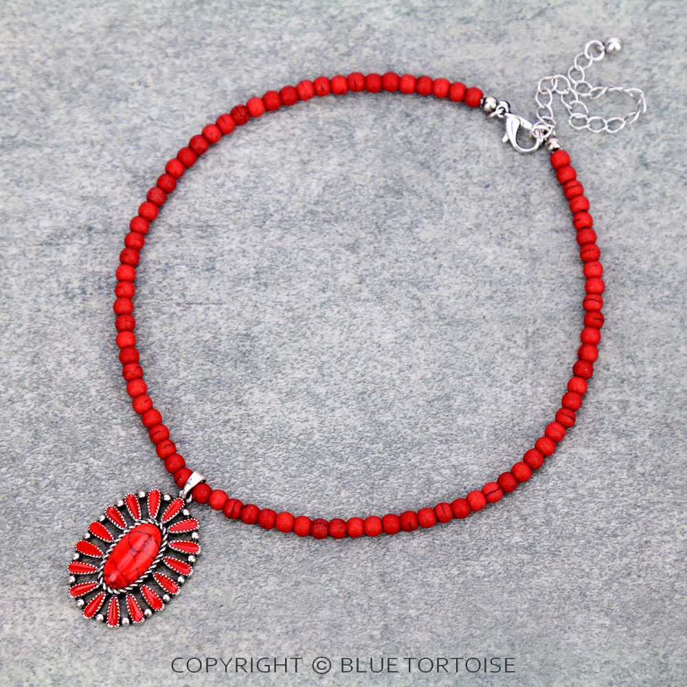 4mm Bead with Concho Pendant Choker