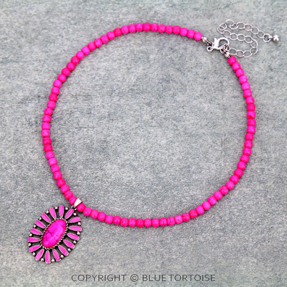 4mm Bead with Concho Pendant Choker