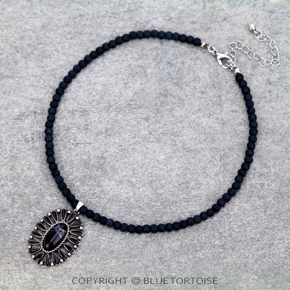 4mm Bead with Concho Pendant Choker