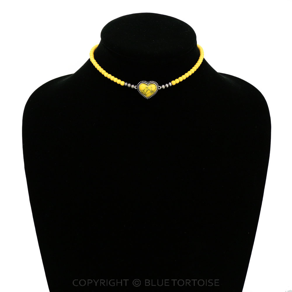 4mm Bead with Heart Pendant Choker - Image 2