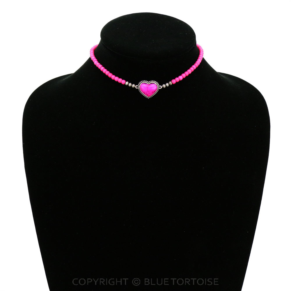 4mm Bead with Heart Pendant Choker - Image 2