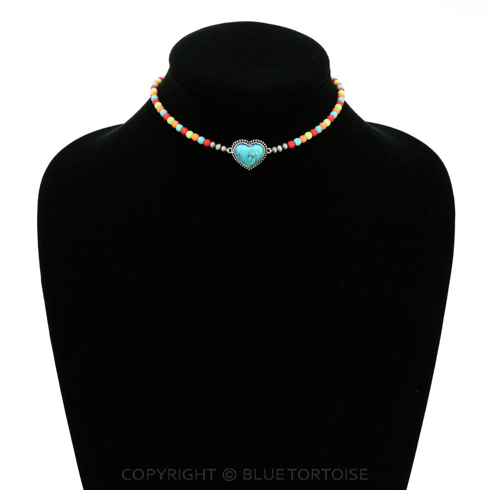 4mm Bead with Heart Pendant Choker - Image 2