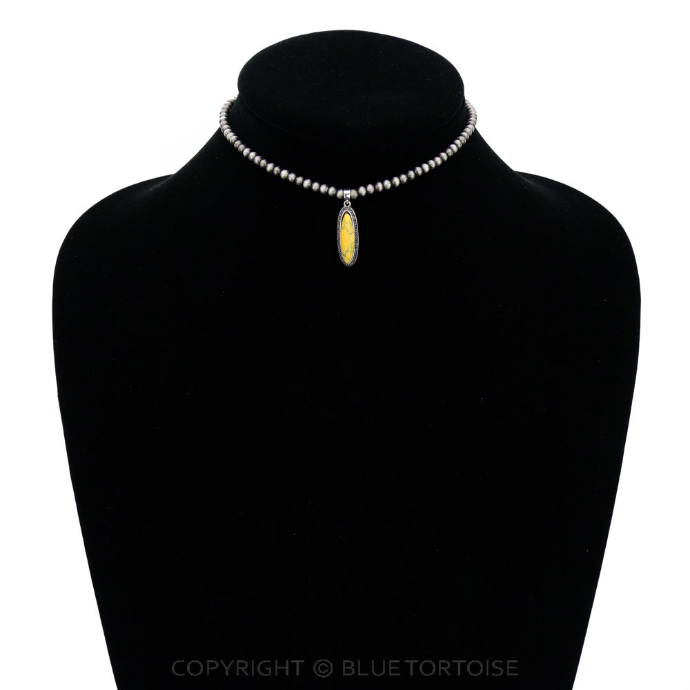 4mm Navajo Style Pearl with Stone Choker - Image 2