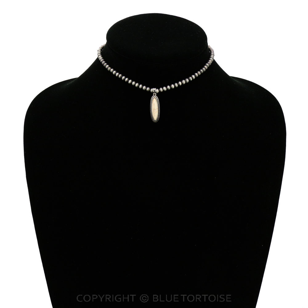 4mm Navajo Style Pearl with Stone Choker - Image 2