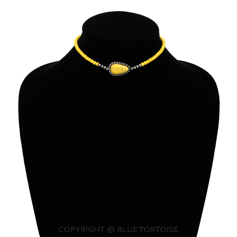 4mm Bead with Teardrop Stone Choker - Image 2