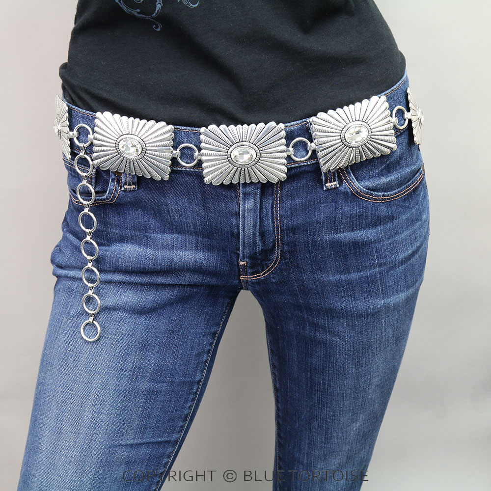 Western Rectangle Concho Stone Belt S/M - Image 2