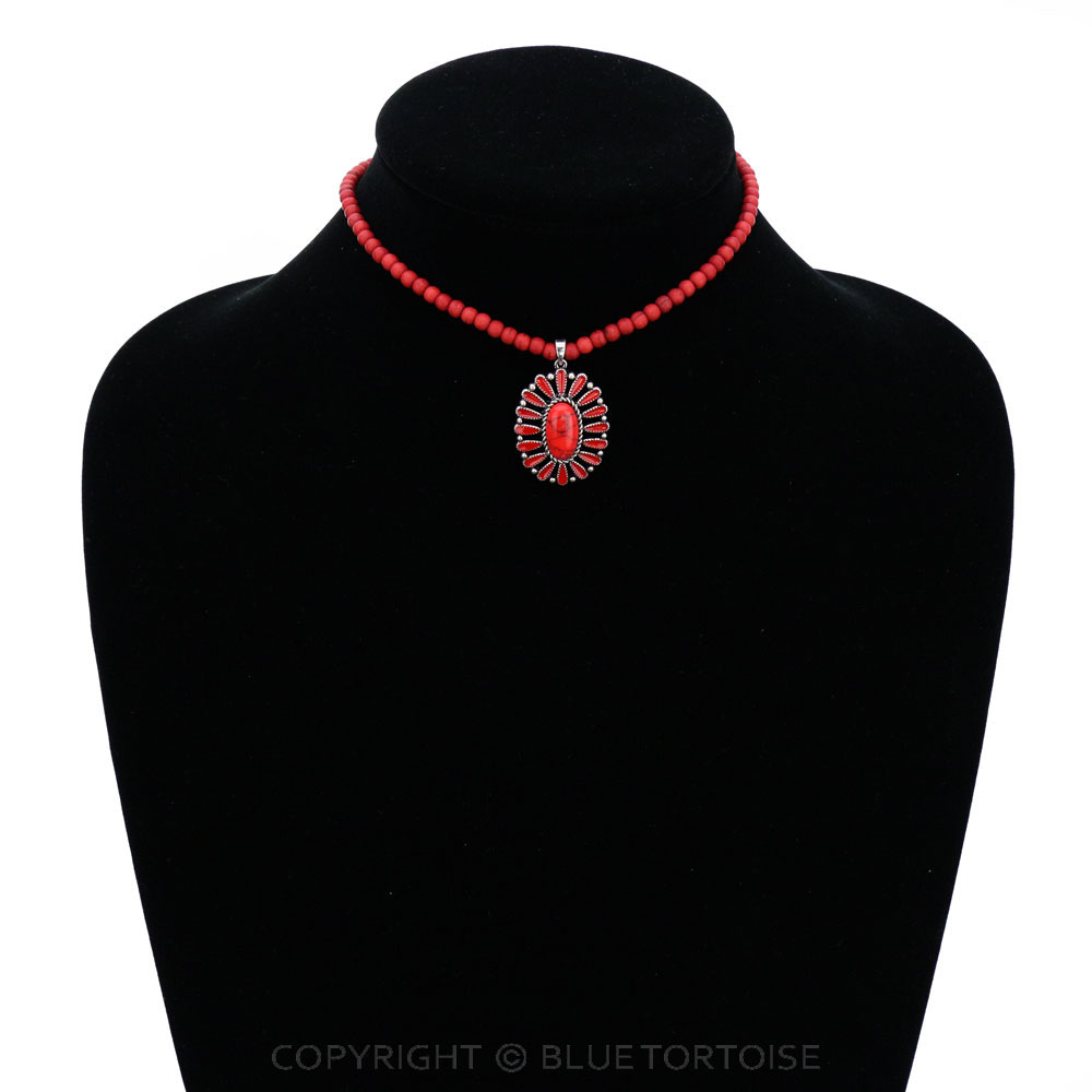 4mm Bead with Concho Pendant Choker - Image 2