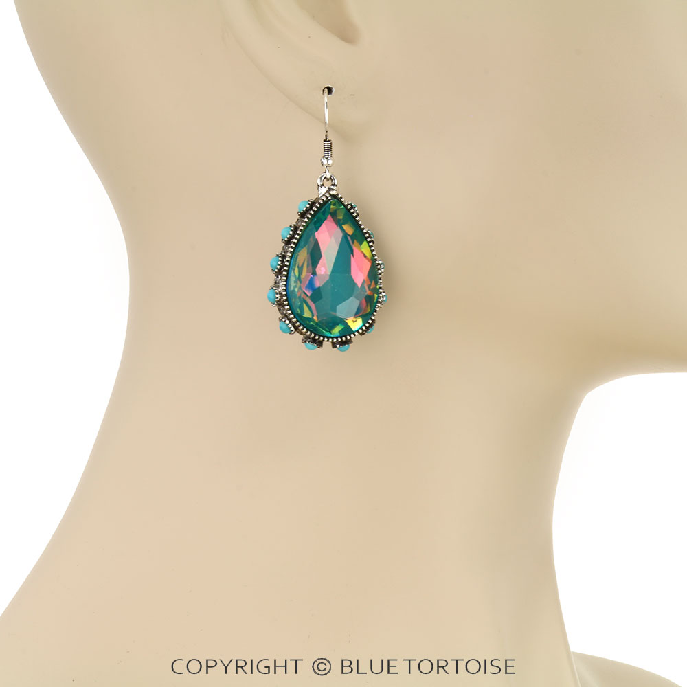 Teardrop Stone Dangle Earrings - Image 2