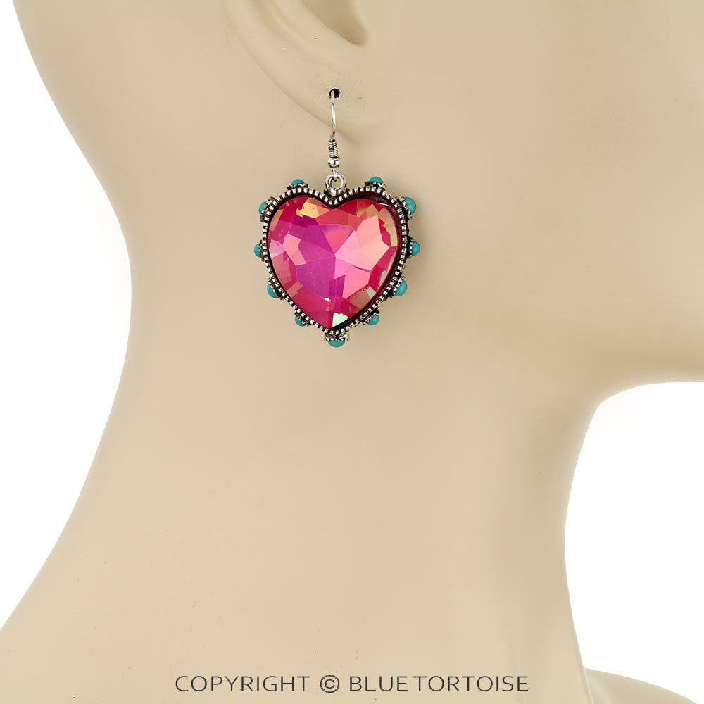 Heart Stone Dangle Earrings - Image 2