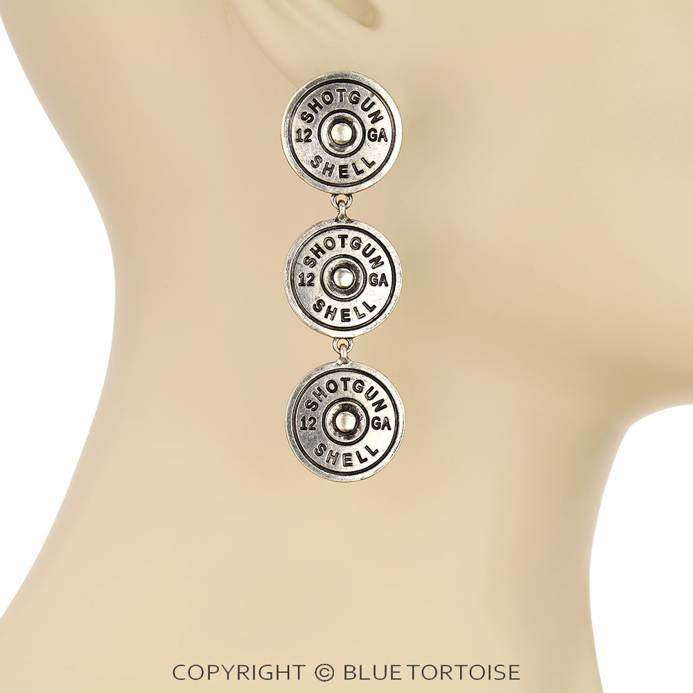Western Shotgun Shell Dangling Stud Earrings - Image 2