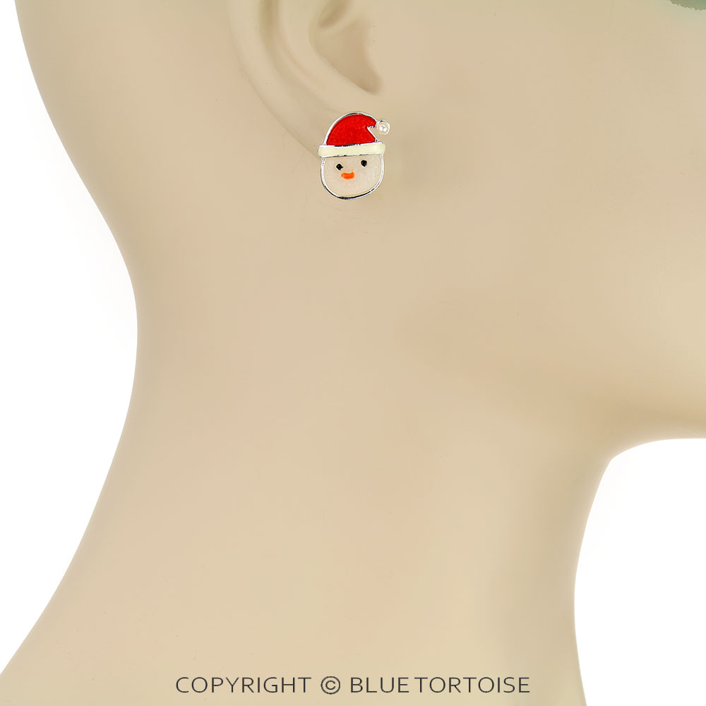 Christmas Snowman Druzy Stone Stud Earrings - Image 2