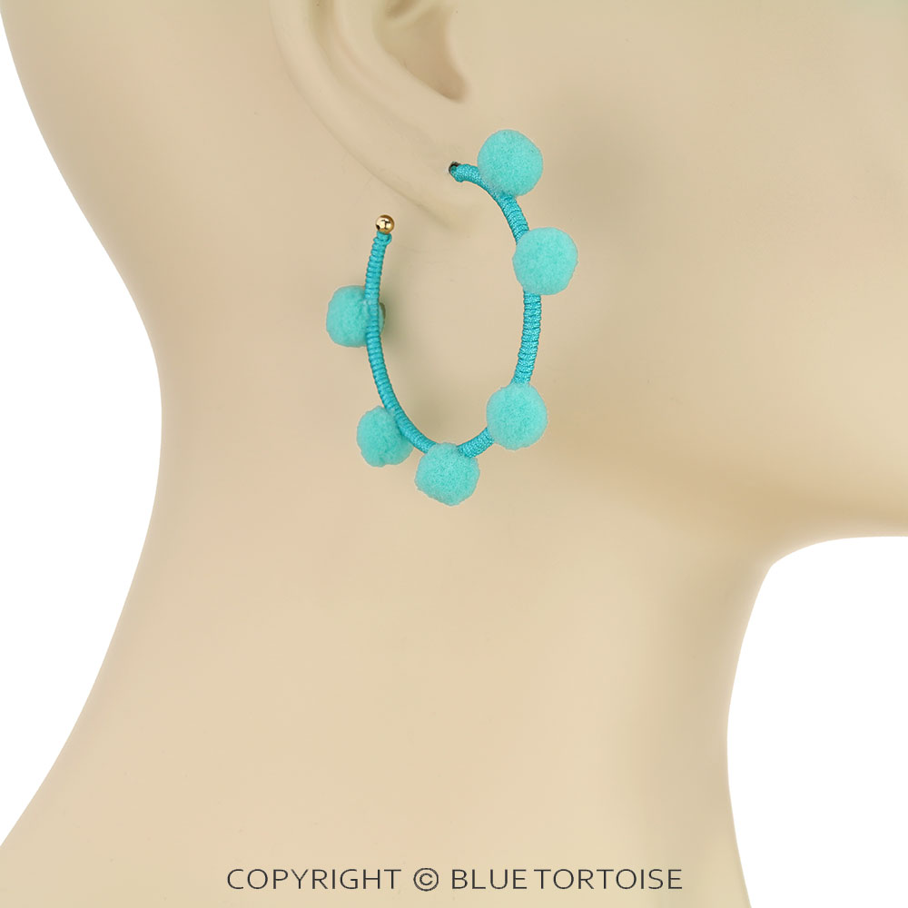 Pom Pom Hoop Earrings - Image 2