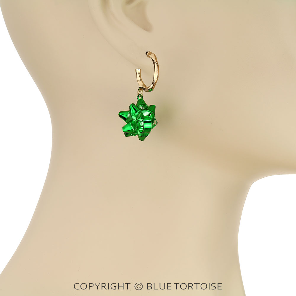 Christmas Ribbon Hoop Earrings - Image 2