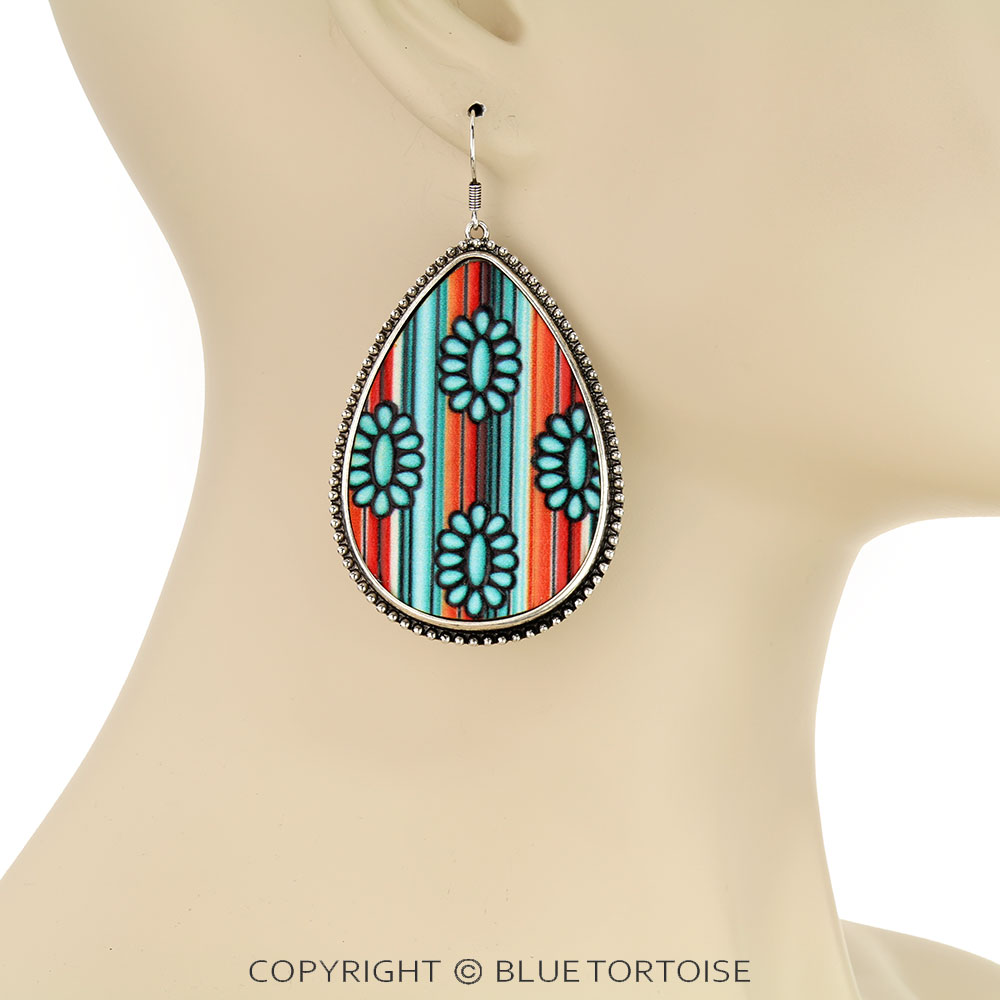 Western Pattern Leather Dangle Earrings - Image 2