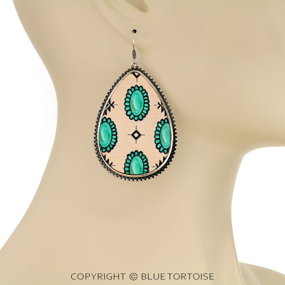 Western Pattern Leather Dangle Earrings - Image 2