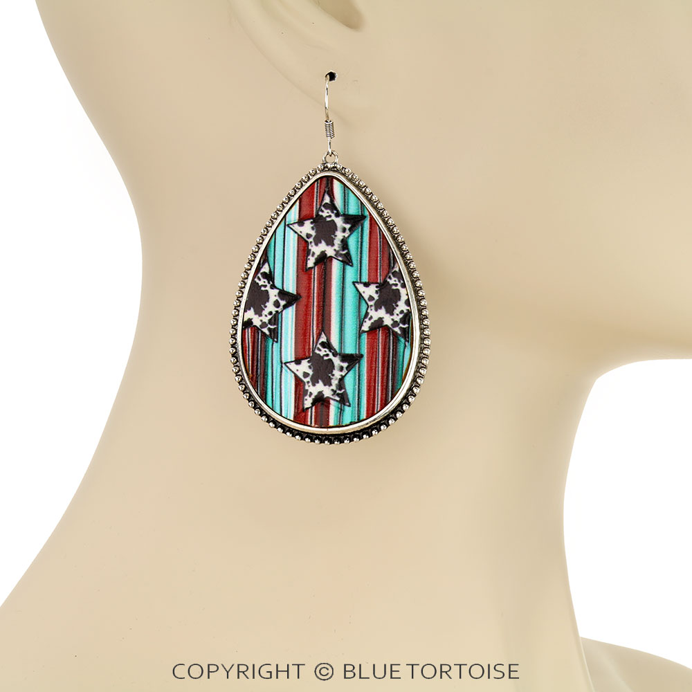Western Pattern Leather Dangle Earrings - Image 2