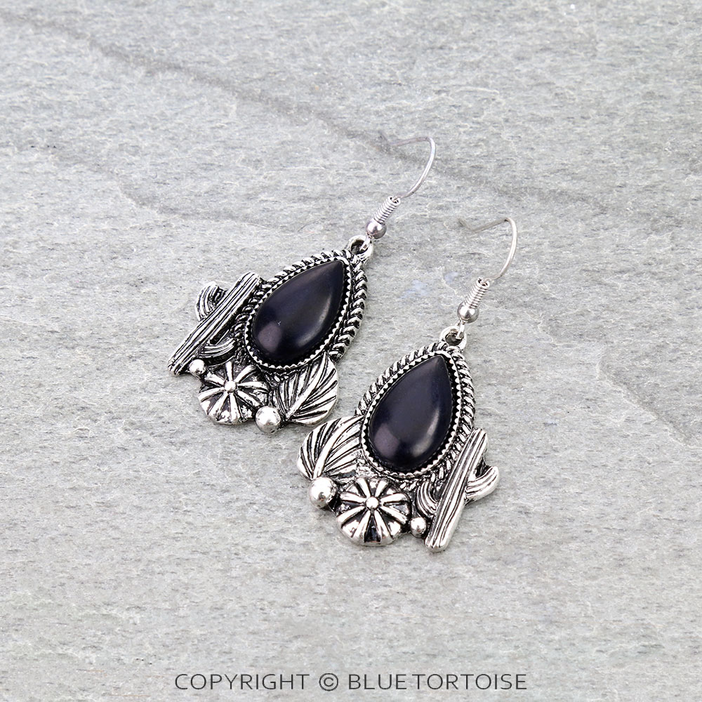 Western Cactus Stone Dangle Earrings