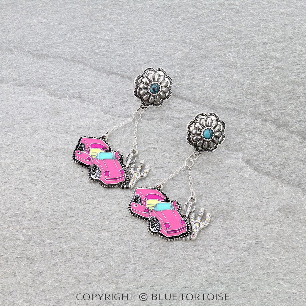 Western Car Concho Stud Earrings