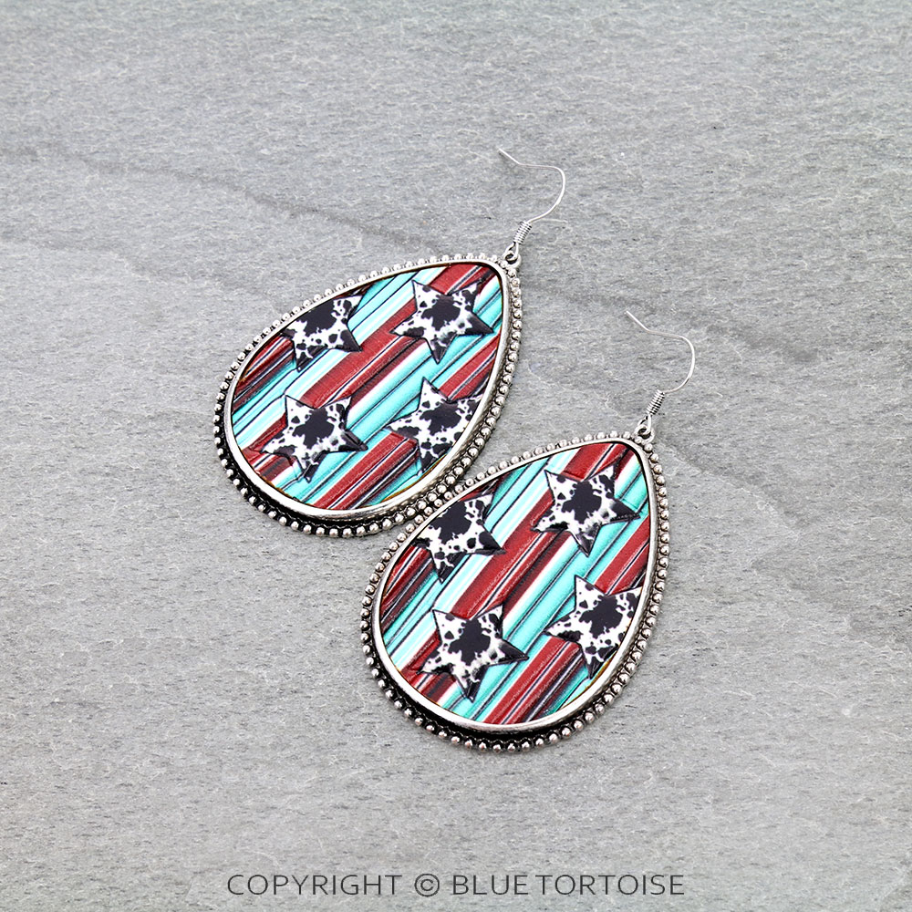 Western Pattern Leather Dangle Earrings