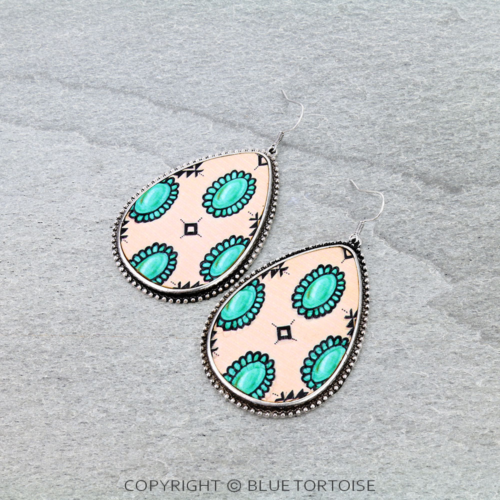 Western Pattern Leather Dangle Earrings