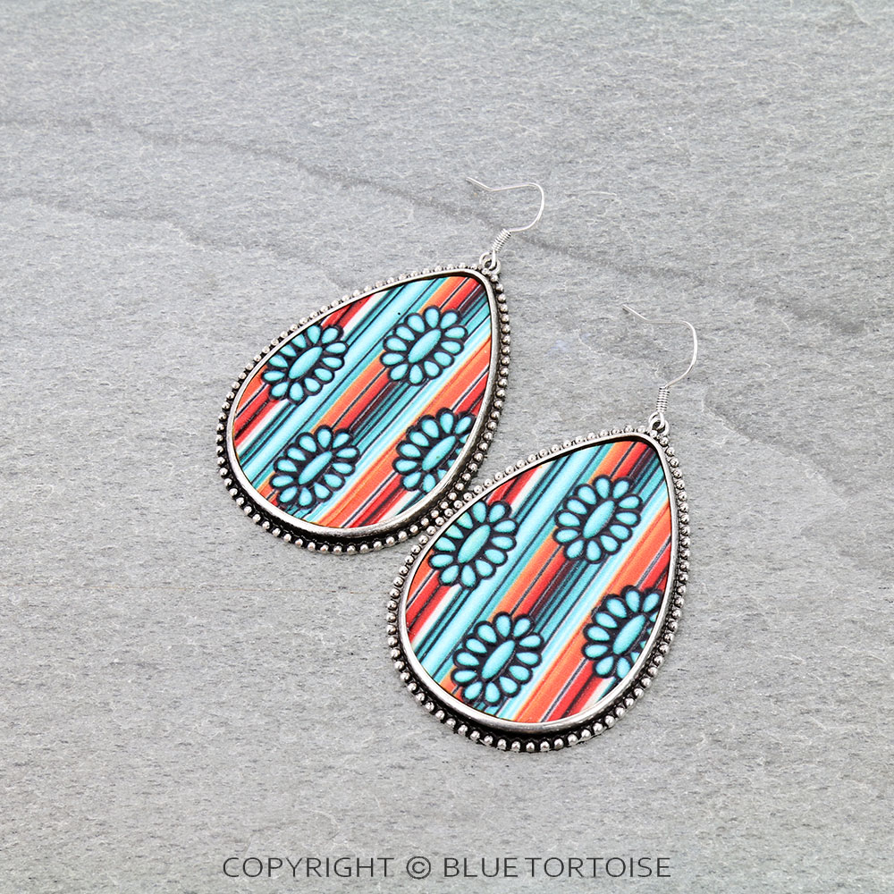 Western Pattern Leather Dangle Earrings
