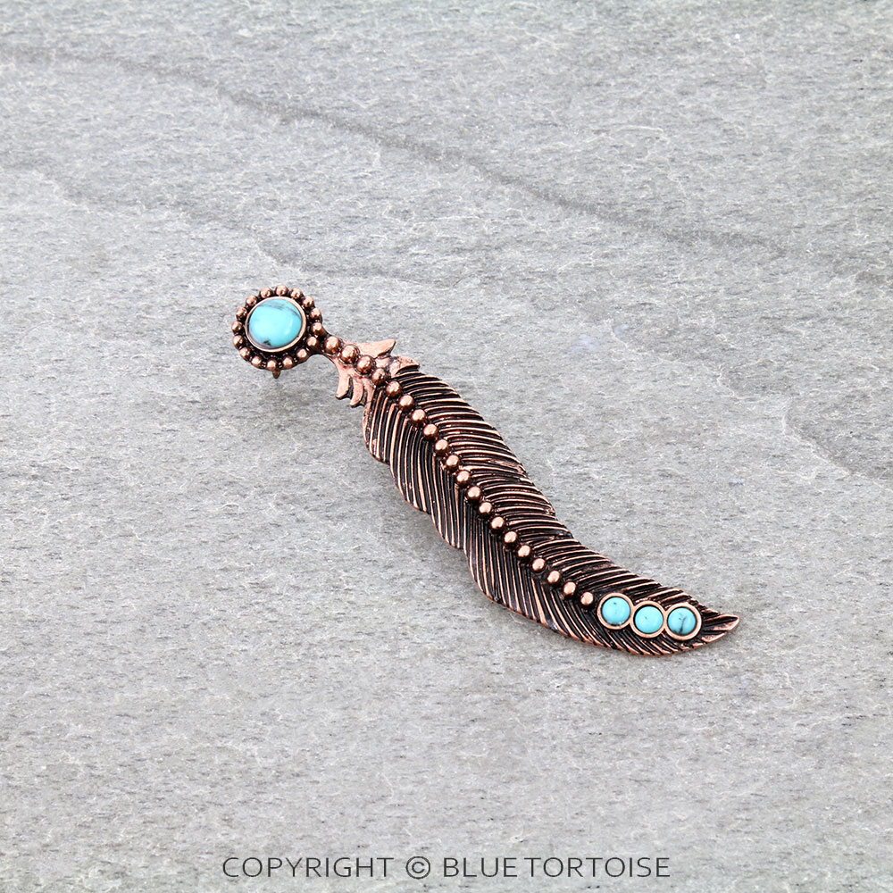 Metal Feather with Stone Hat Pin
