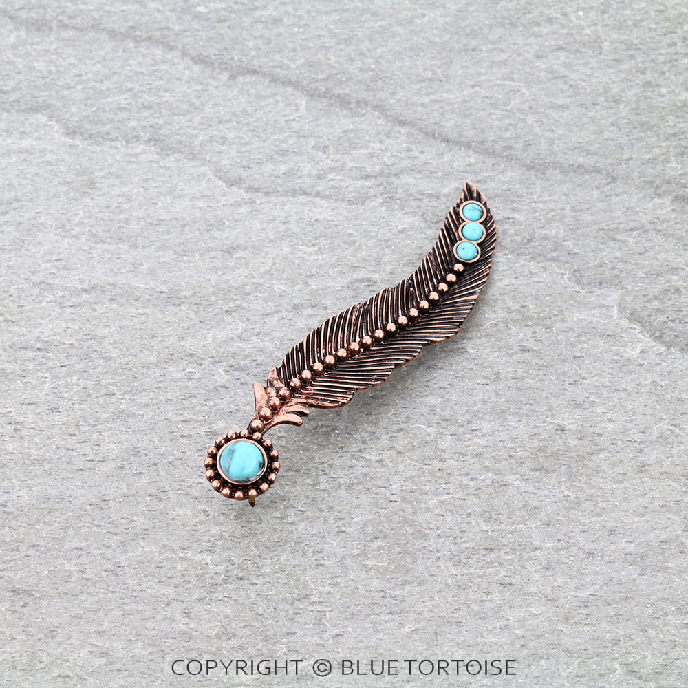 Metal Feather with Stone Hat Pin - Image 2