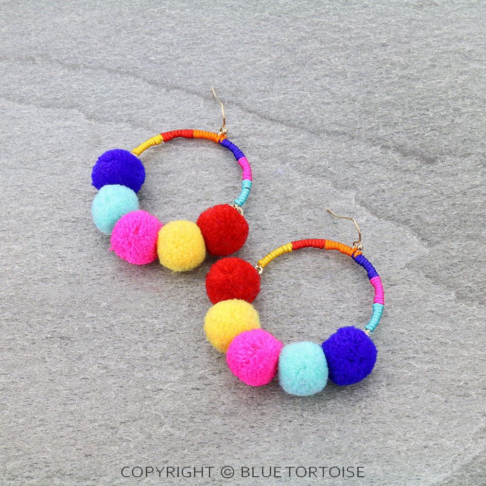 Pom Pom Dangle Earrings