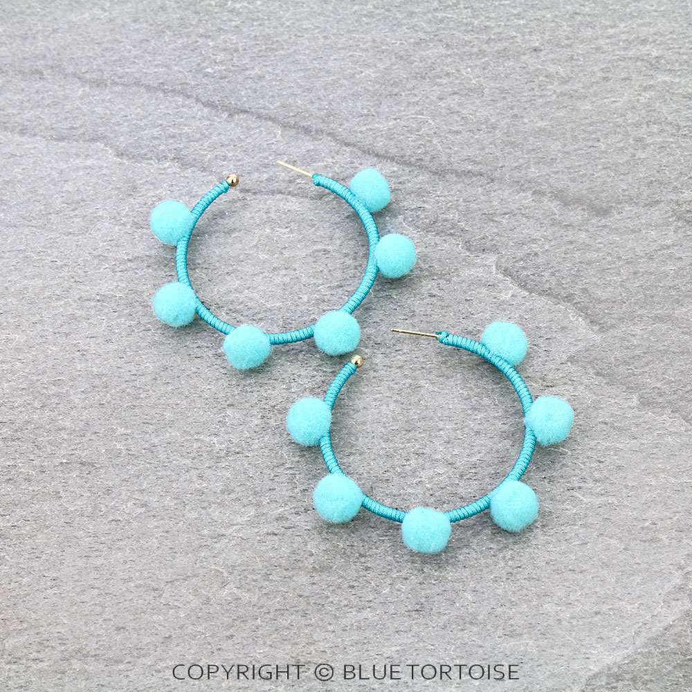 Pom Pom Hoop Earrings