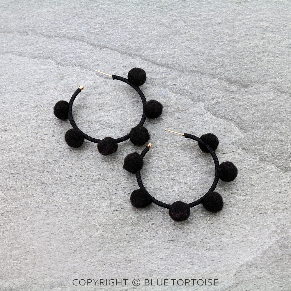 Pom Pom Hoop Earrings