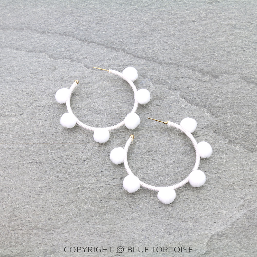Pom Pom Hoop Earrings