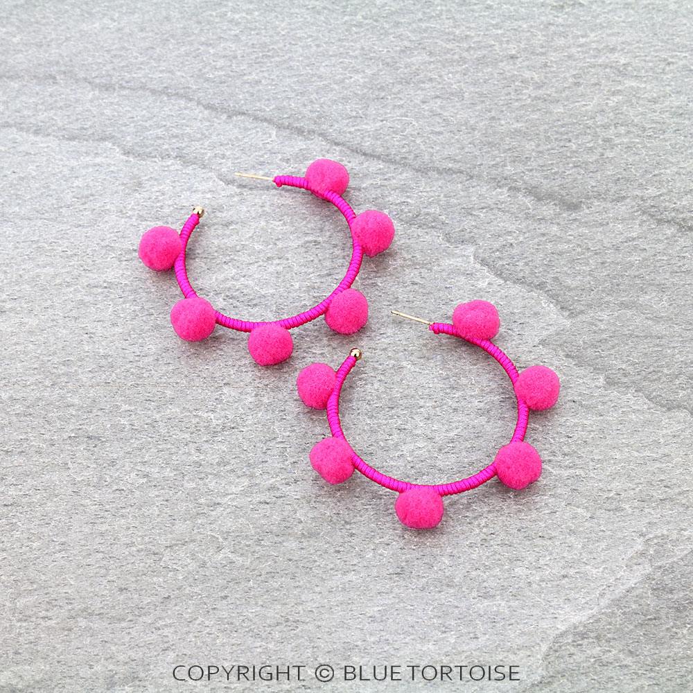 Pom Pom Hoop Earrings