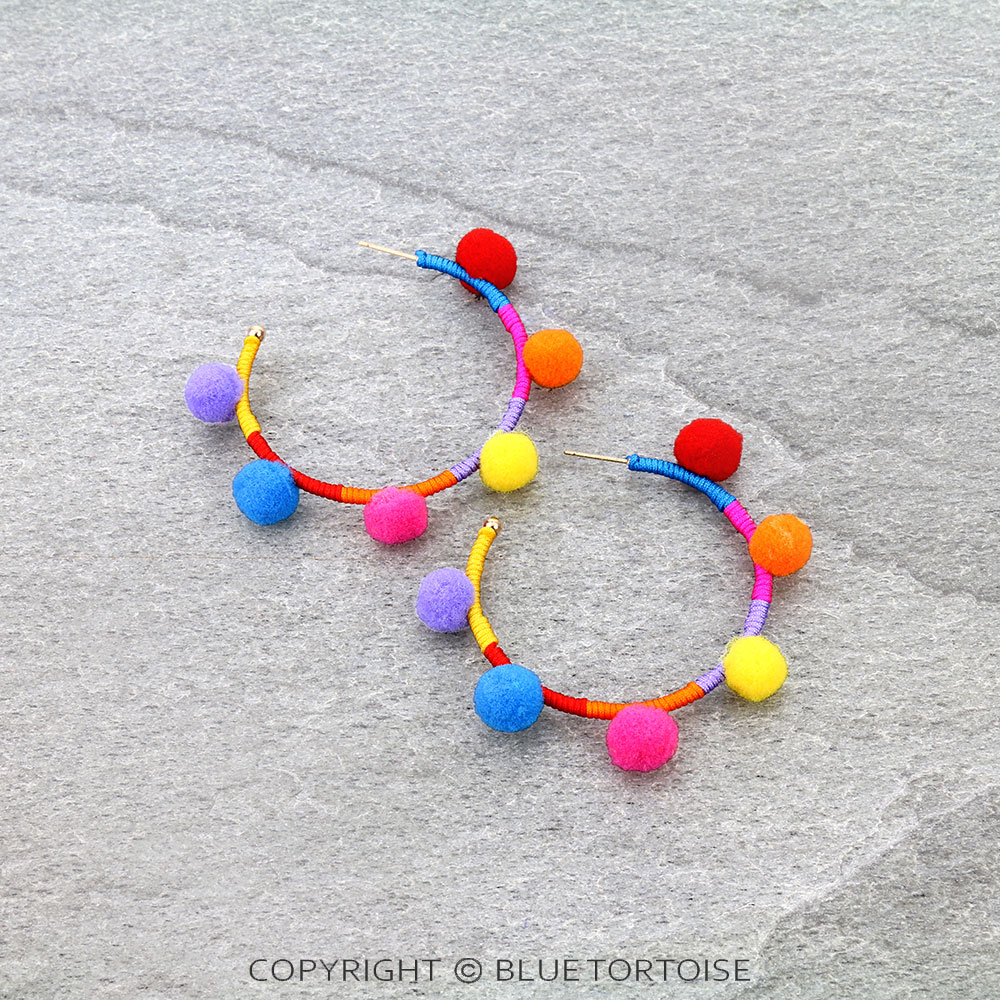 Pom Pom Hoop Earrings
