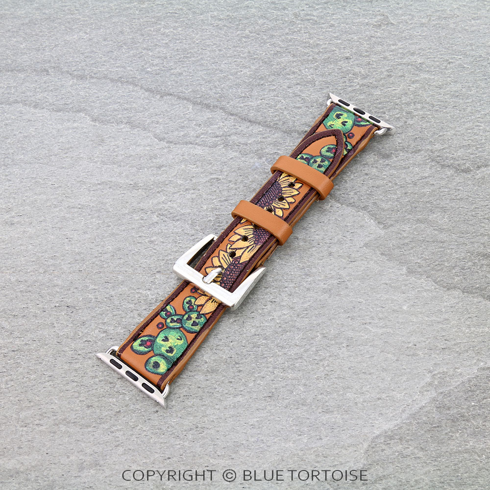 Large Sunflower Leather Apple Watch Band