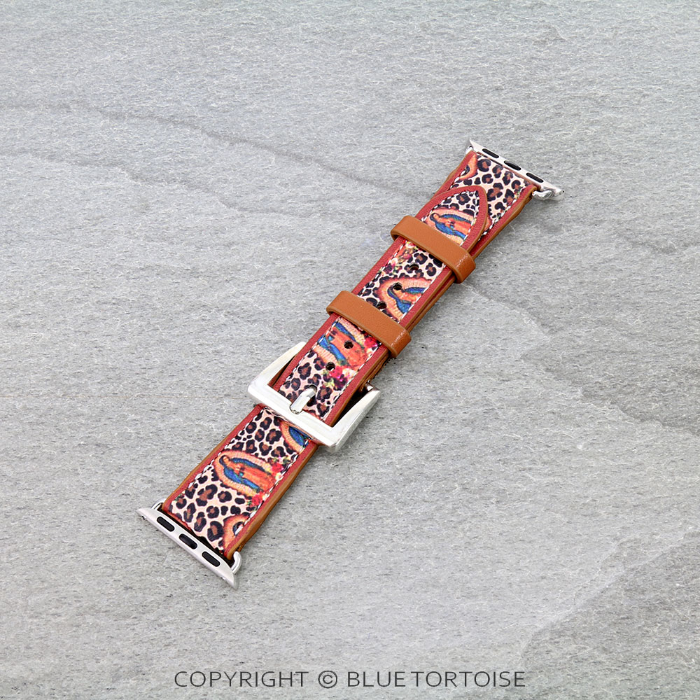 Large Lady Guadalupe Leather Apple Watch Band