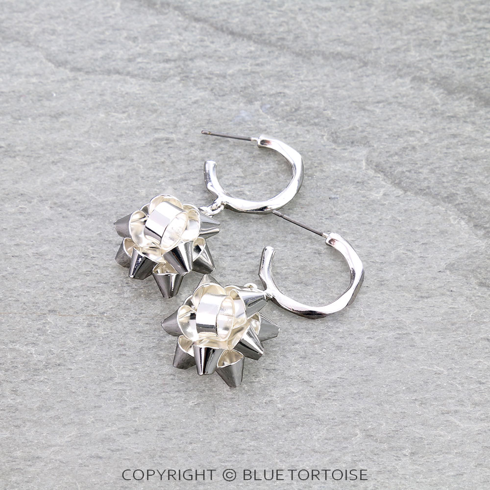 Christmas Ribbon Hoop Earrings