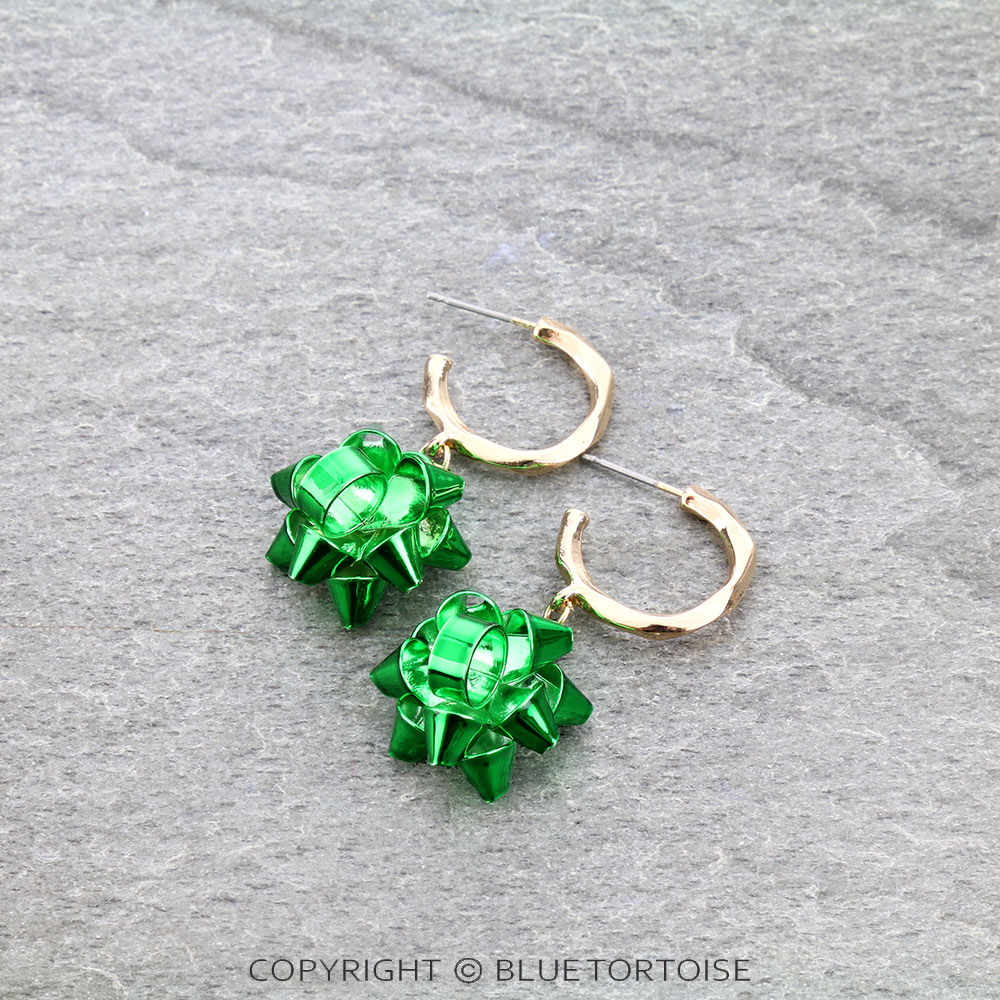 Christmas Ribbon Hoop Earrings
