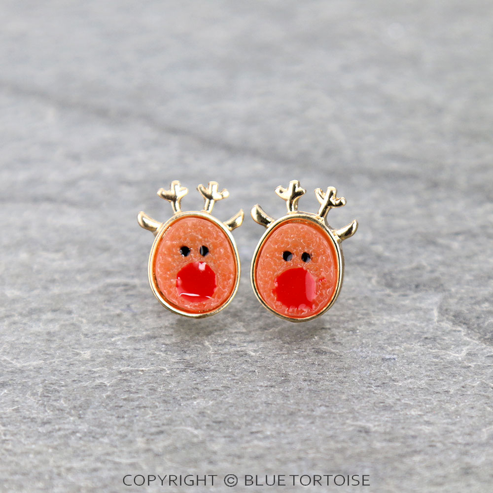 Christmas Reindeer Druzy Stone Stud Earrings