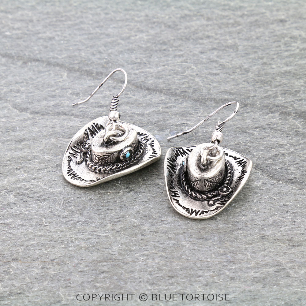 Western 3D Cowboy Hat Dangle Earrings