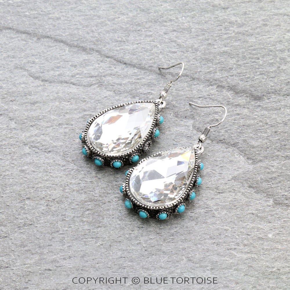 Teardrop Stone Dangle Earrings
