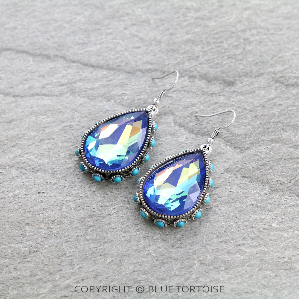 Teardrop Stone Dangle Earrings