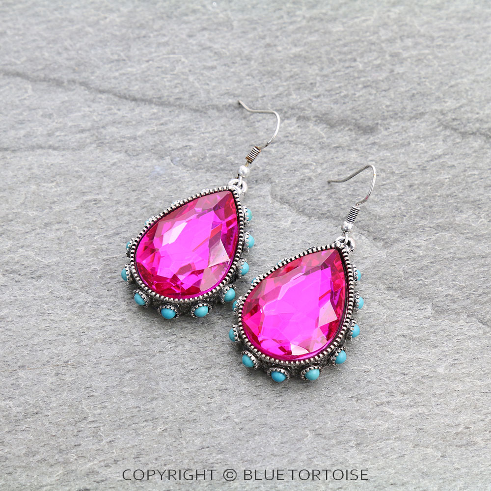 Teardrop Stone Dangle Earrings