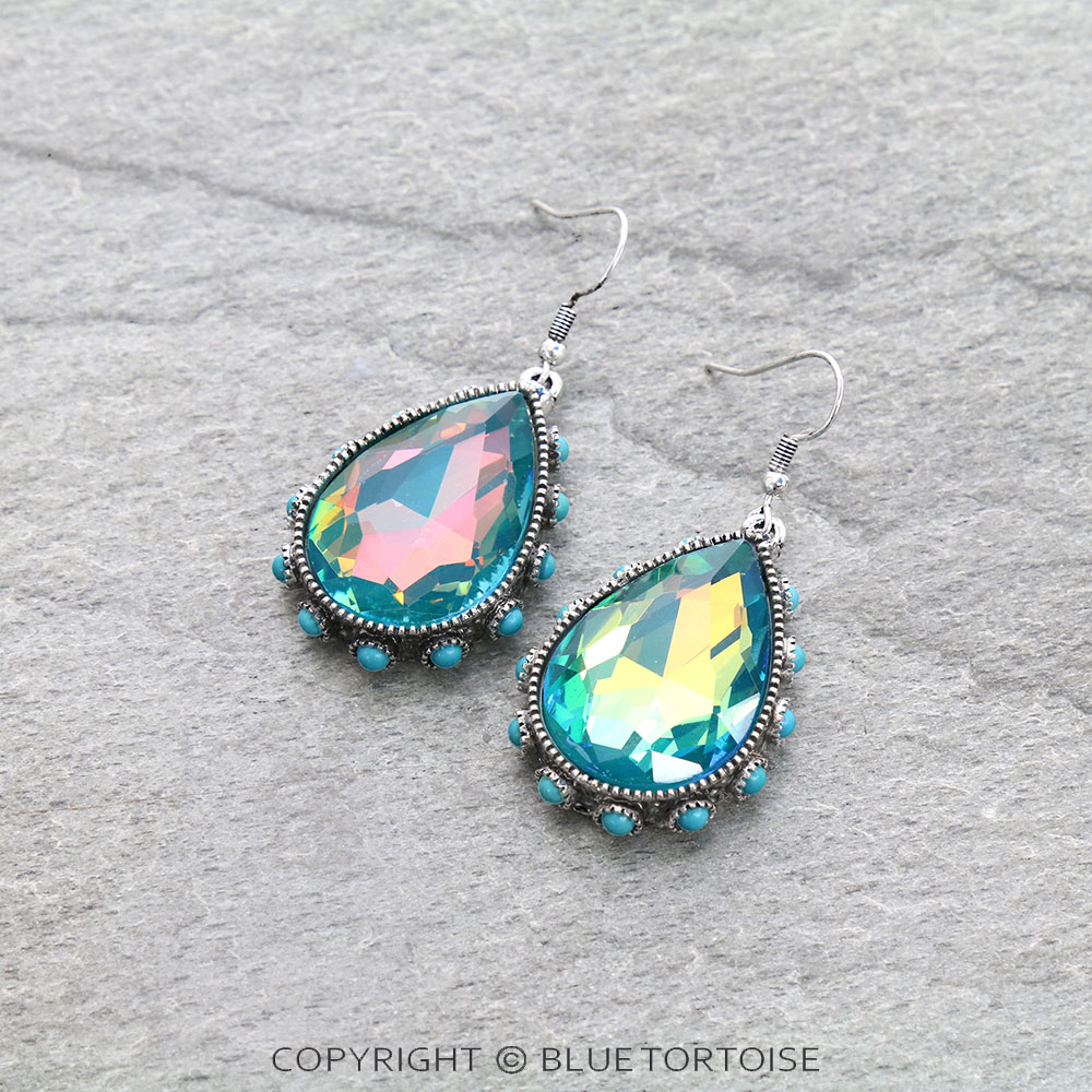 Teardrop Stone Dangle Earrings